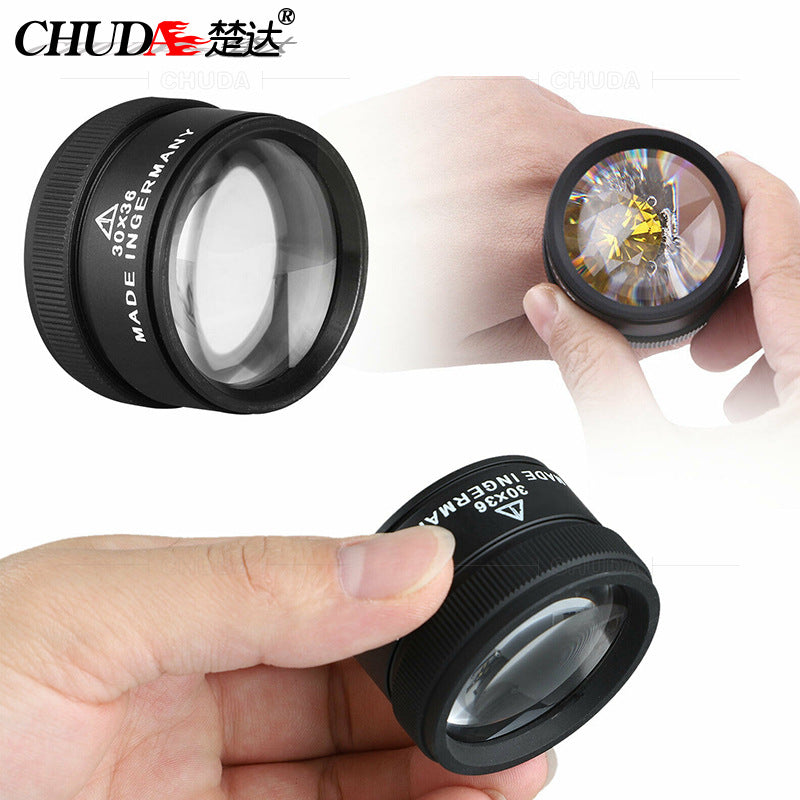 30X 36mm Cylindrical Handheld Magnifying Glass for Jewelry