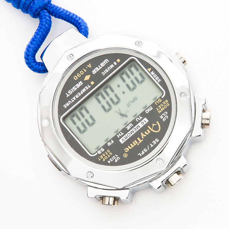 Waterproof Electronic Stopwatch Timer 10-Track Metal Running Watch