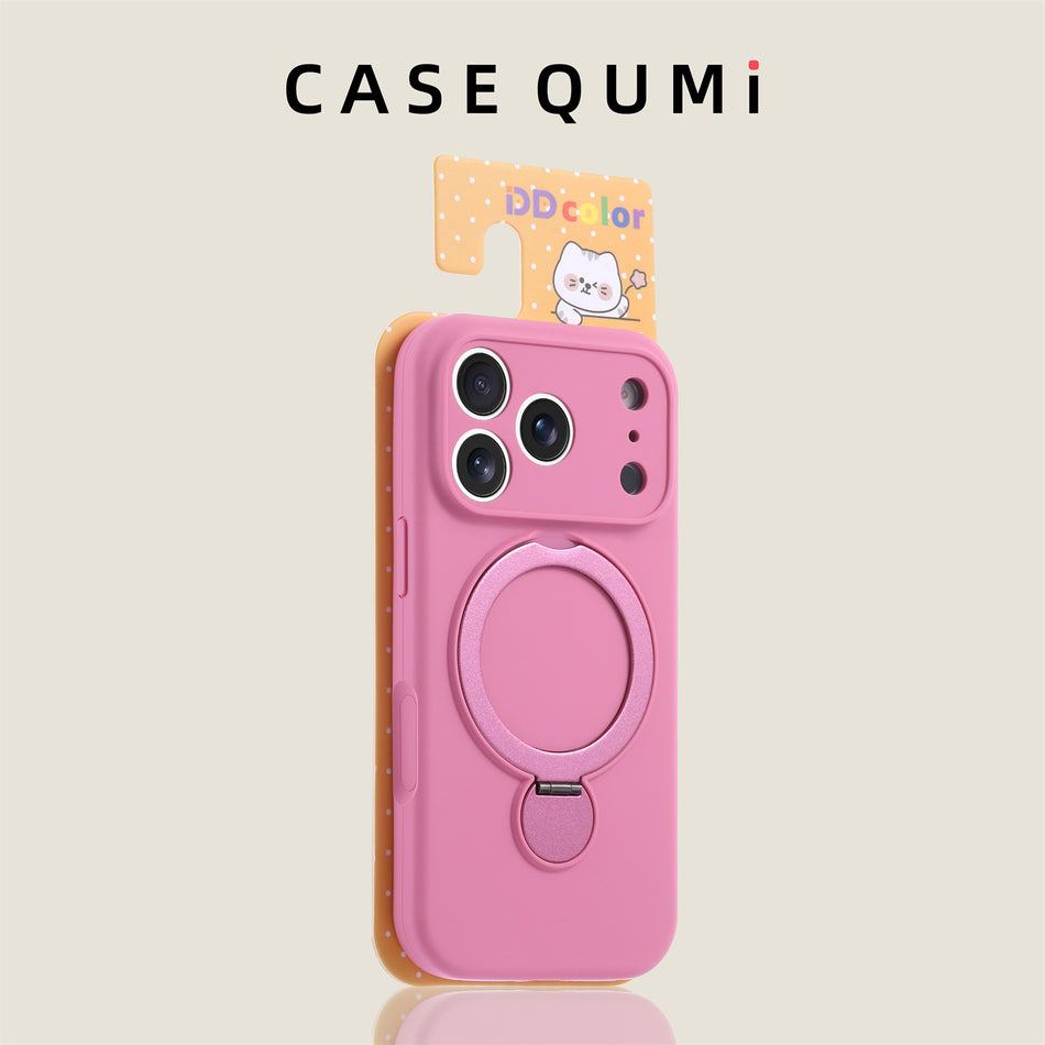 iPhone 17 Pro Max Rose Pink Silicone Stand Case