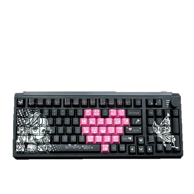 Cross-Border Titanium Peach Heart Girl Mechanical Keyboard with Three Modes (Bluetooth, Wireless, Wired) and Pbt Hot-Swappable Keycaps K980