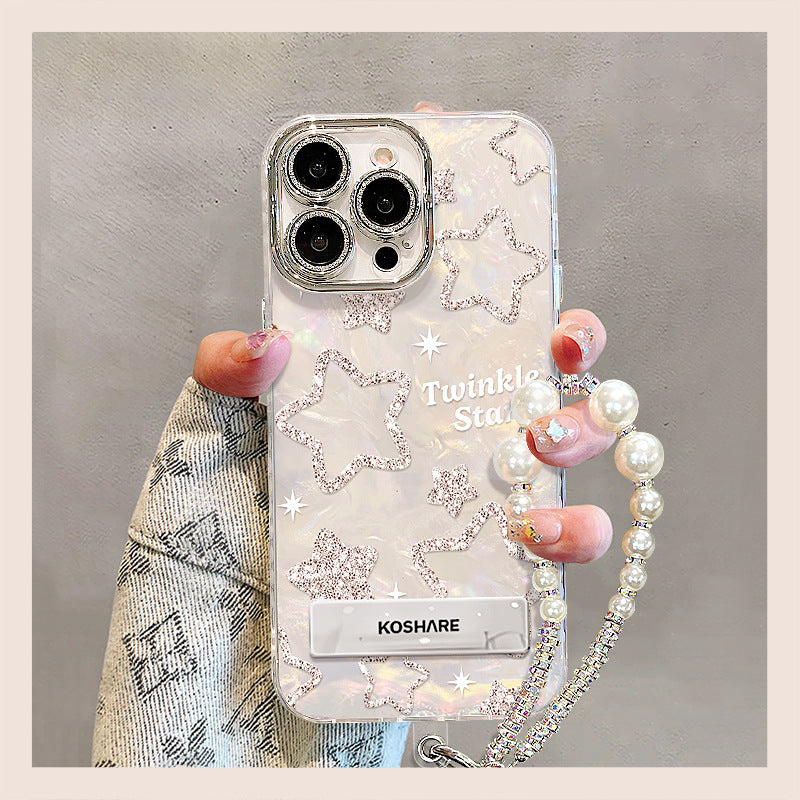 Glitter Star Phone Case with Bracket & Bracelet