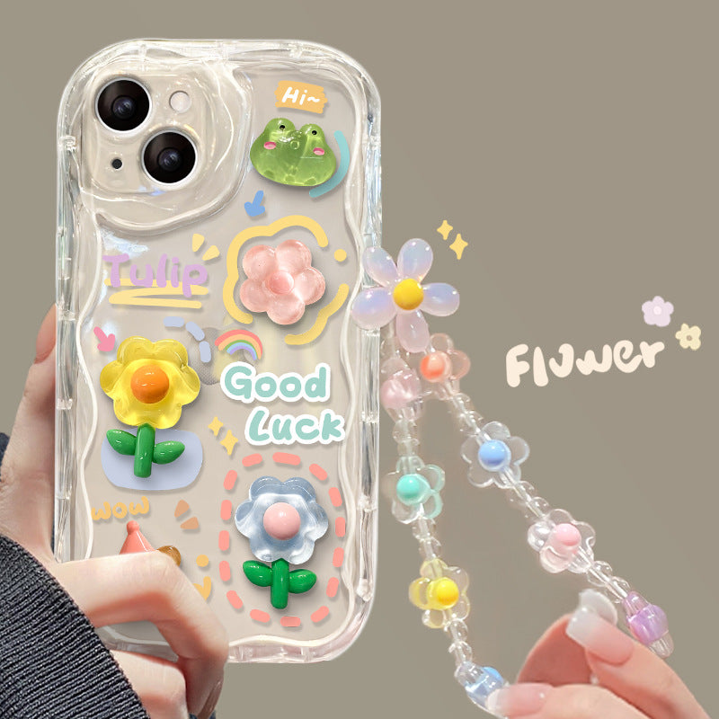3D Flower Doll Chain Phone Case Anti-Drop