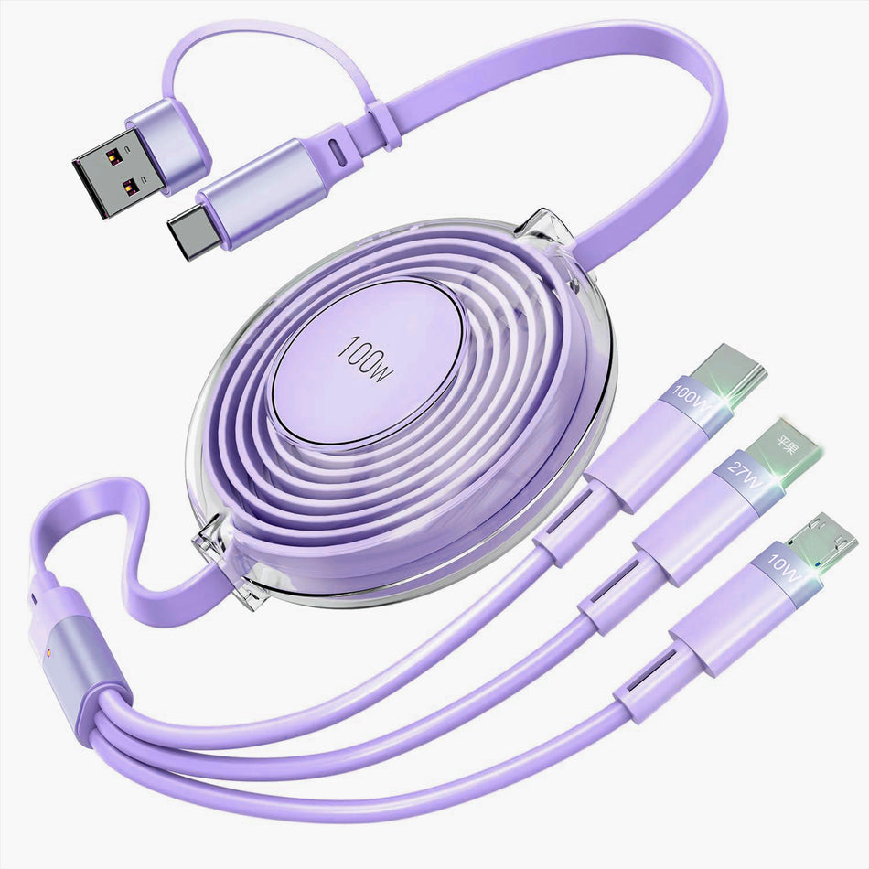 5-in-1 100W Fast Charging Cable – Retractable & Customizable