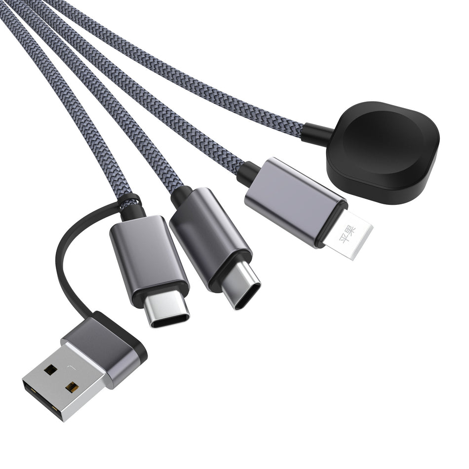 5-in-1 Aluminum Alloy Keychain Data Cable – Fast Charge