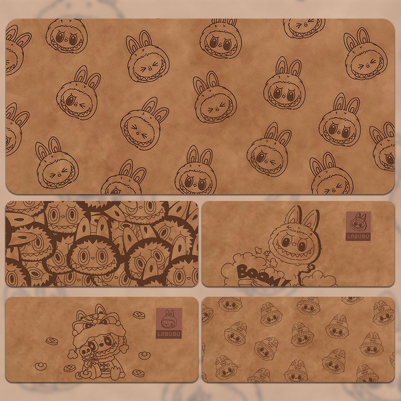 Labubu Retro Brown Oversized Mouse Pad Desk Mat