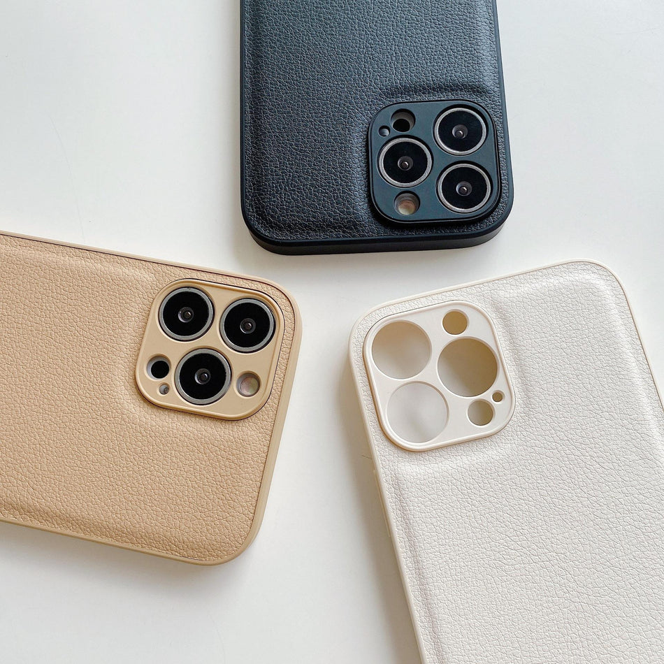 Solid Color Leather iPhone Case – Silicone Soft Cover