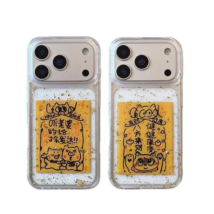 Gold Foil Wealth iPhone Case – Drop-Resistant Clear Cover
