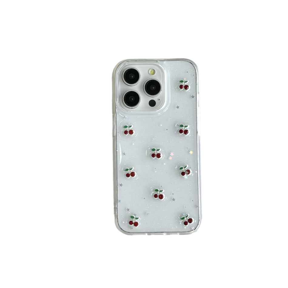Glitter Cherry iPhone Case – Transparent Protective Cover