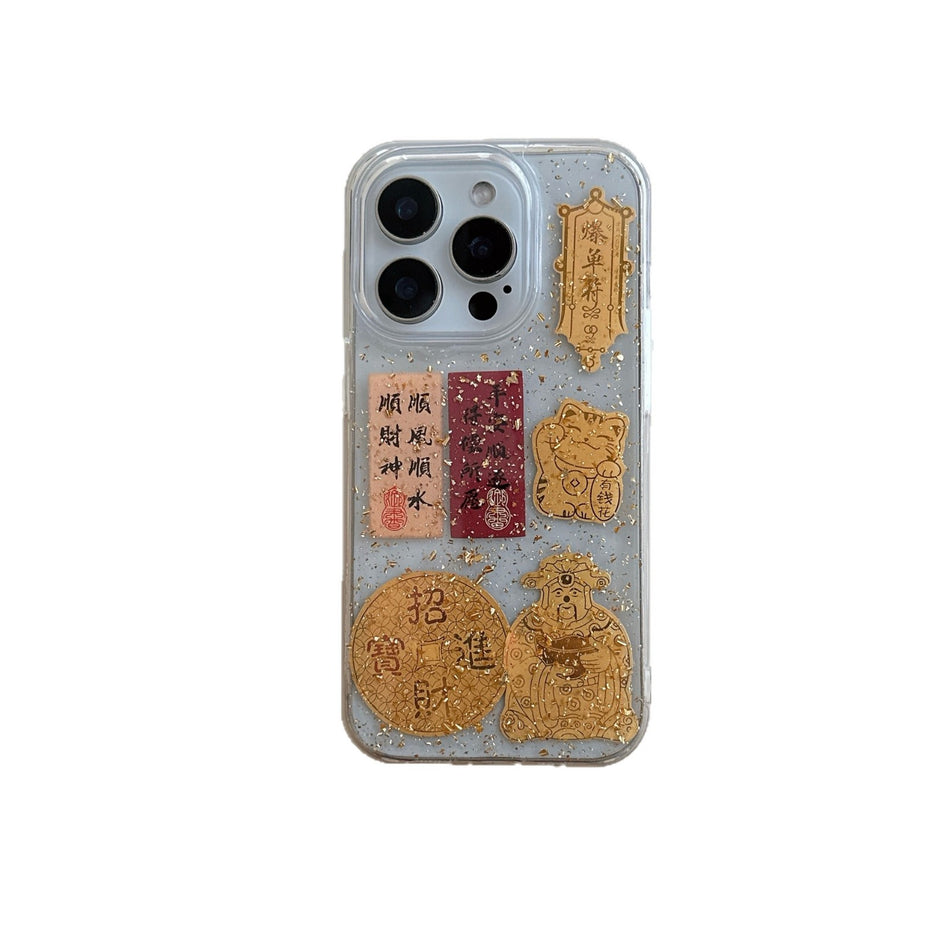 God of Wealth iPhone Case – Gold Foil Drop-Resistant Cover