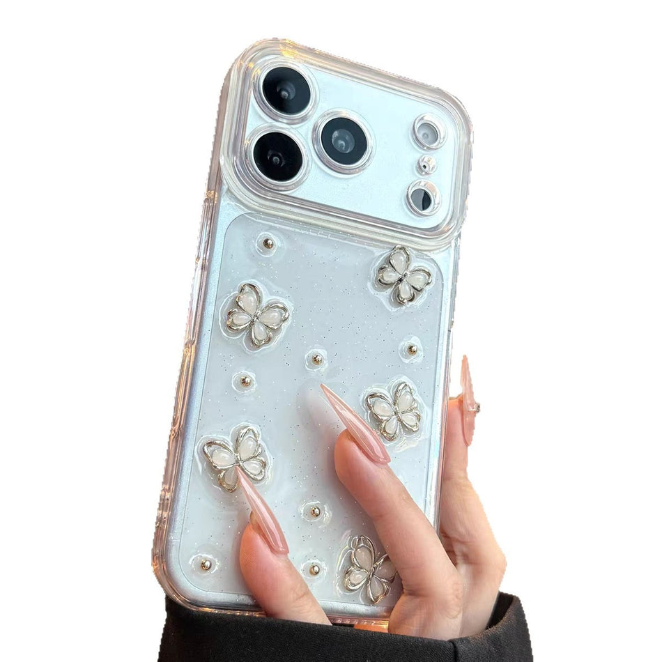 3D Butterfly iPhone Case with Steel Ball Detail – Epoxy Finish