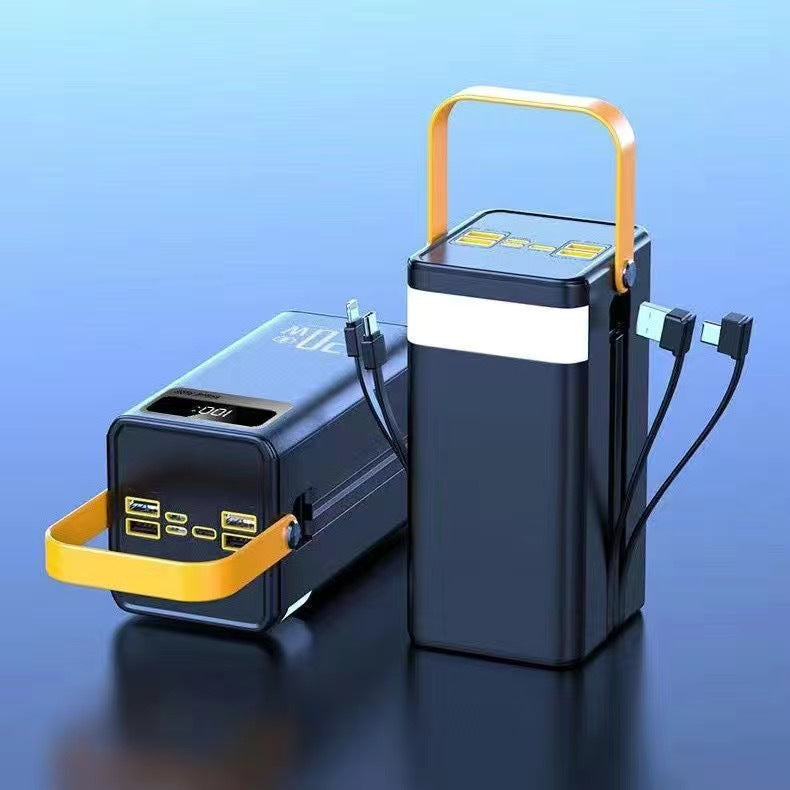 High-Capacity 120W Solar Power Bank with Built-In Cables