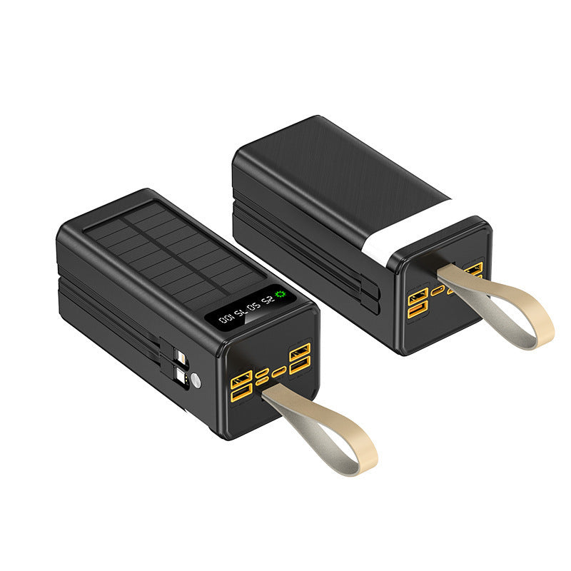 High-Capacity 120W Outdoor Solar Power Bank with Built-In Cables