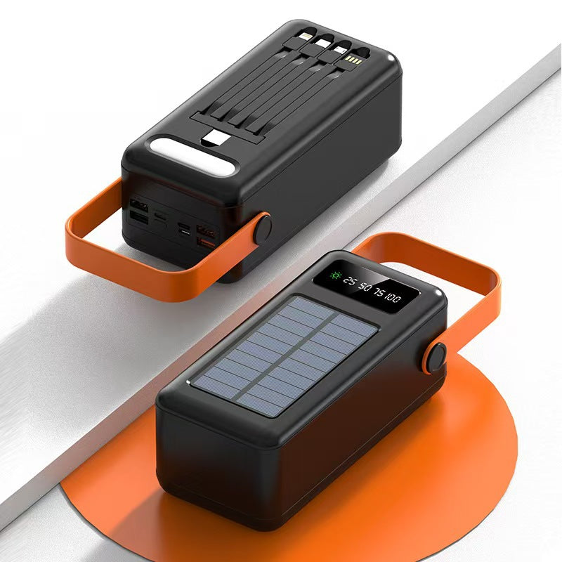 Premium 100000mAh Solar Camping Light Power Bank with Cables