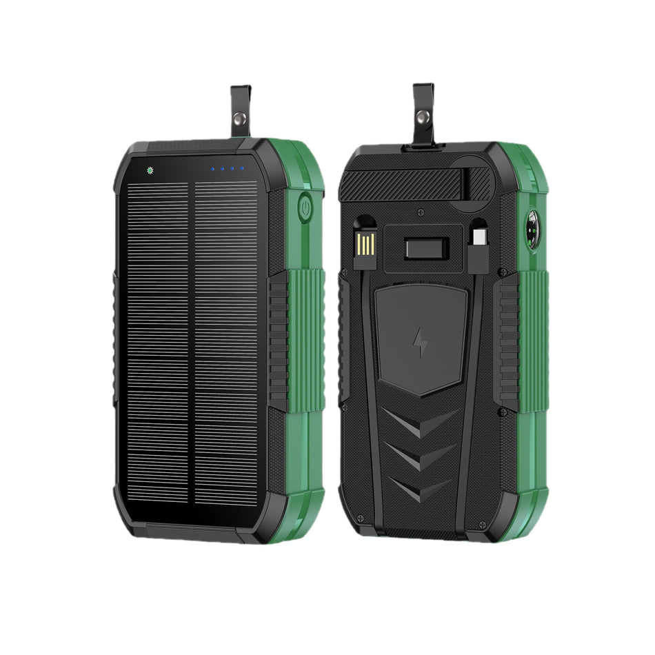 Premium Outdoor "Three-Proof" Hand-Crank Solar Power Bank Kit with Integrated Cables