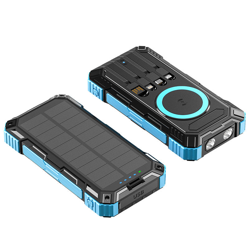 Premium Outdoor 20000mAh Solar Power Bank with Integrated Cables