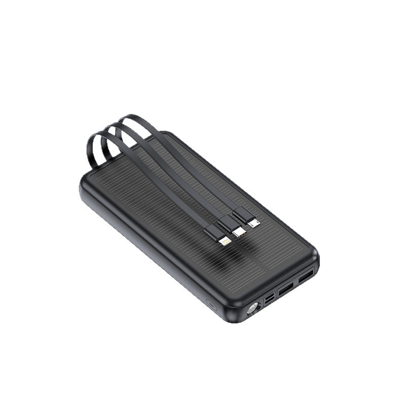 Premium Ultra-Thin 20000mAh Solar Power Bank with Integrated Cables