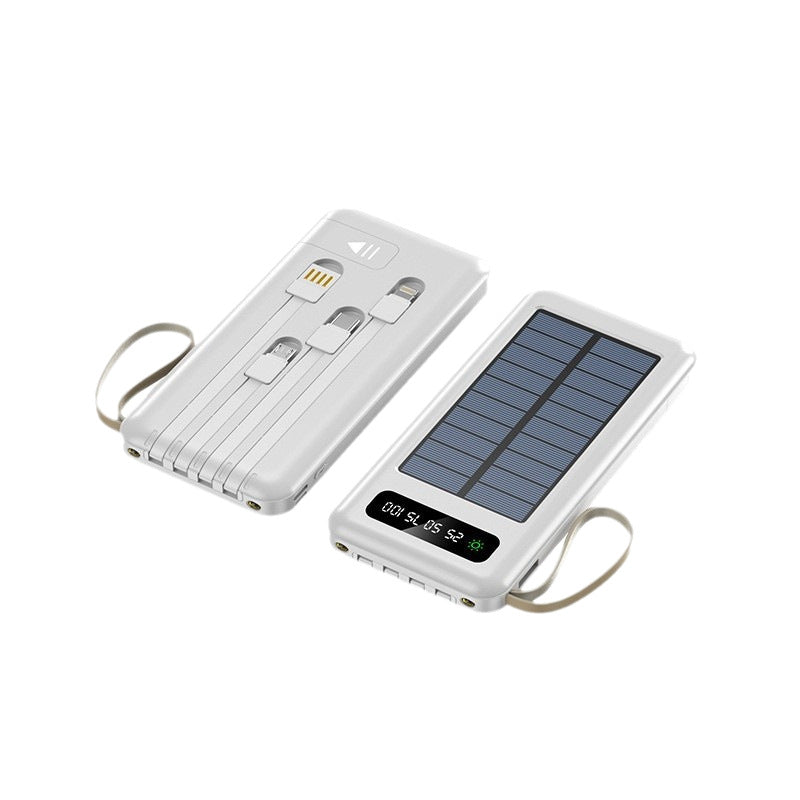 Premium Cross-Border Wholesale 20000mAh Solar Power Bank with Integrated Cables