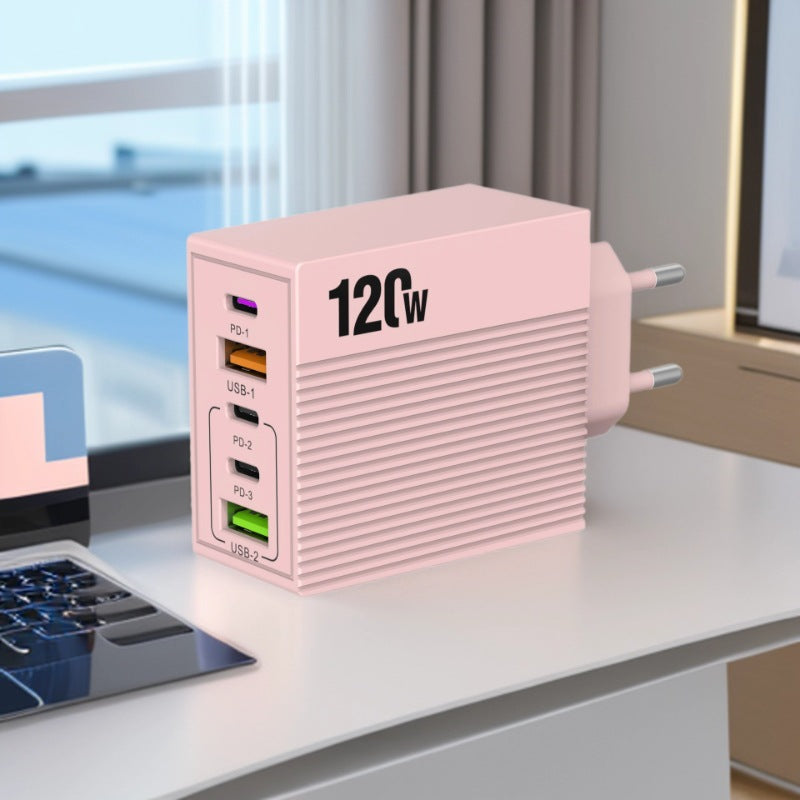 120W Macaron Multi-Port PD Fast Charging USB Travel Adapter