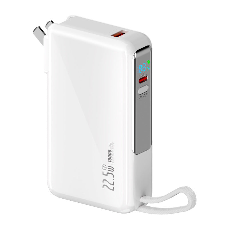 10000mAh 22.5W Fast Charging Power Bank Built-in Plug Dual Cable