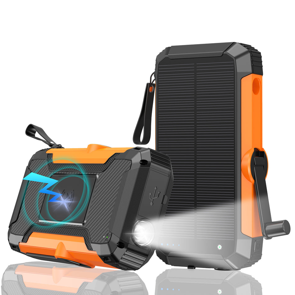 20000mAh 22.5W Solar Hand-Crank Power Bank with Retractable Cable
