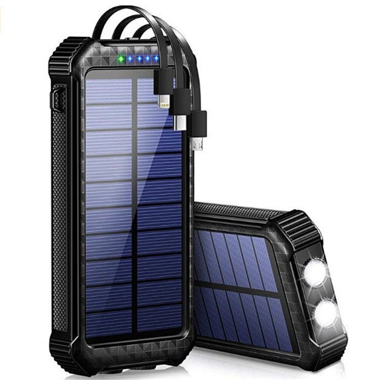 30000mAh Solar Power Bank Built-in Cable Fast Charging Portable