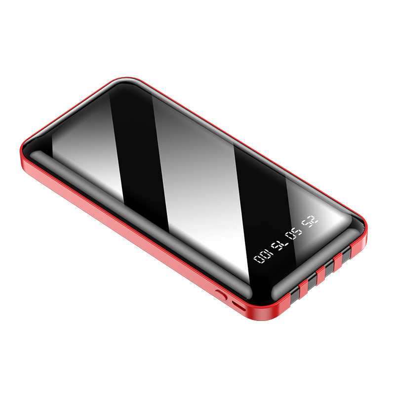 4-Line Mirror Power Bank Built-in Cable Fast Charging