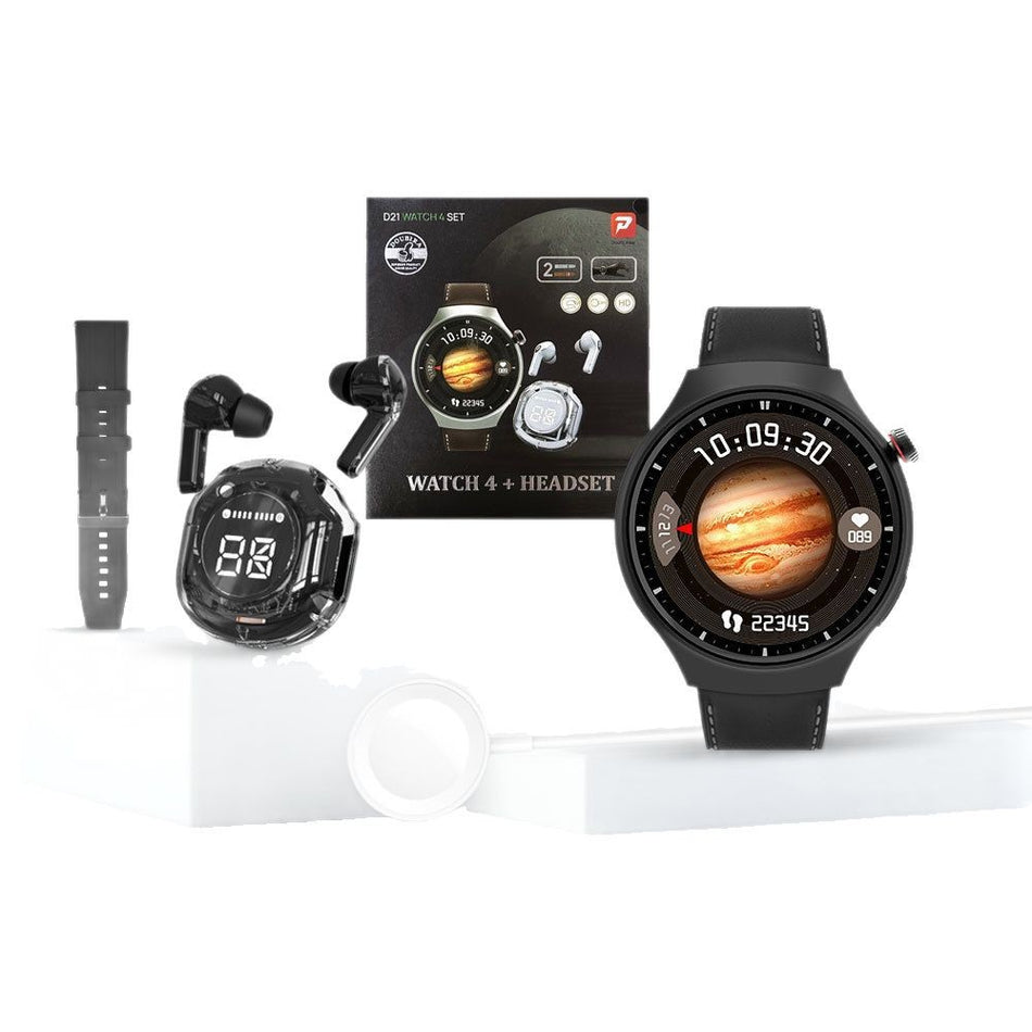 D21WATCH4SET Round Screen Smart Watch with Bluetooth Call & Gift Box