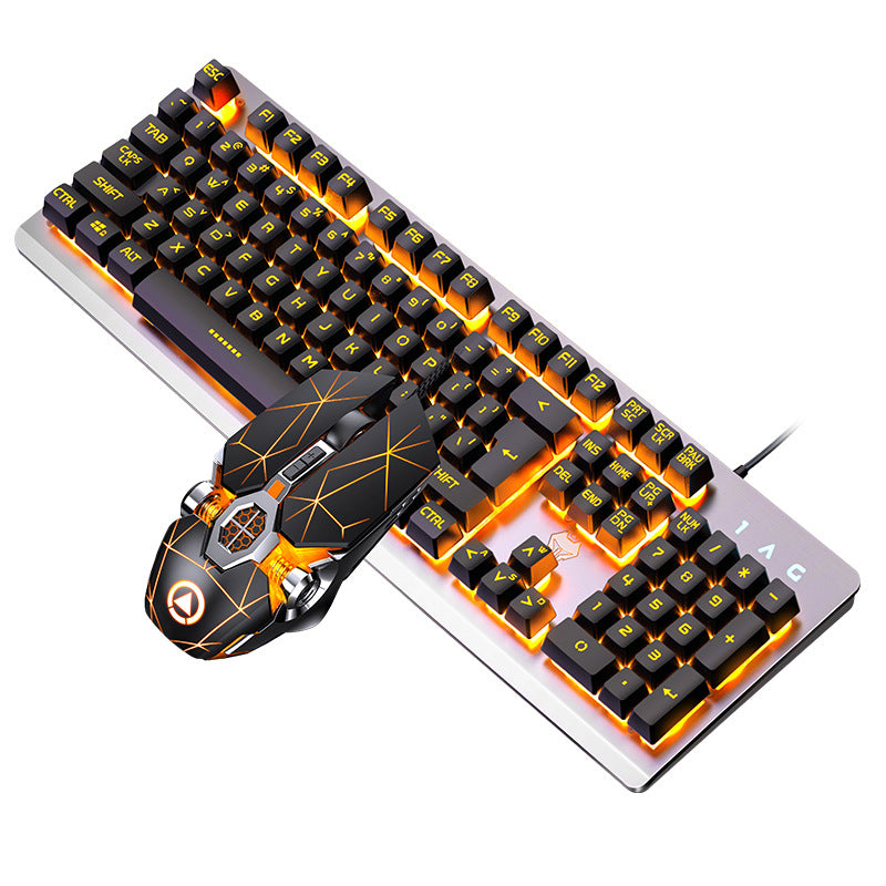 Silver Carving Gaming Keyboard Mouse Headset 3-Piece Set Wired Combo
