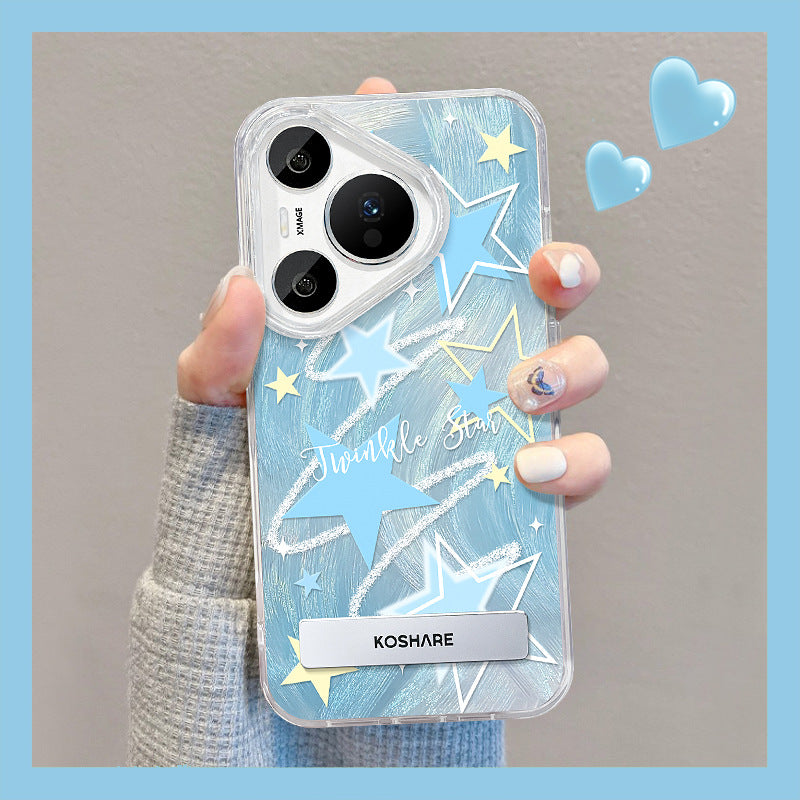 Blue Star Gradient Phone Case with Stand for Huawei Pura & More