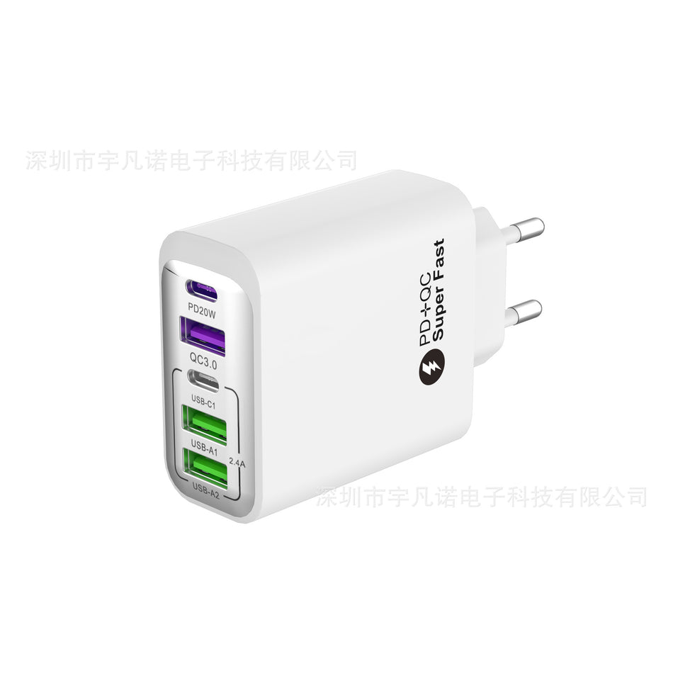 Certified Multi-Port Fast Charging Adapter EU US UK Plug PD