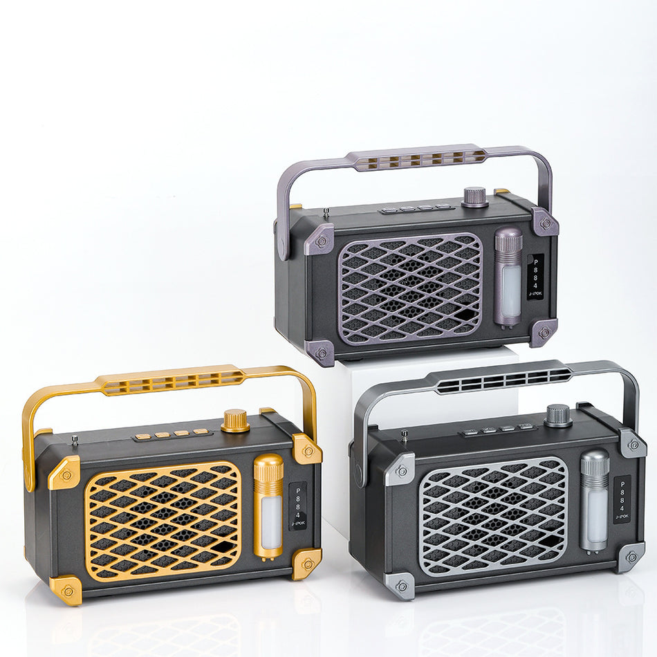 P884 Solar Bluetooth Speaker with FM Radio and Knob Light Outdoor Portable