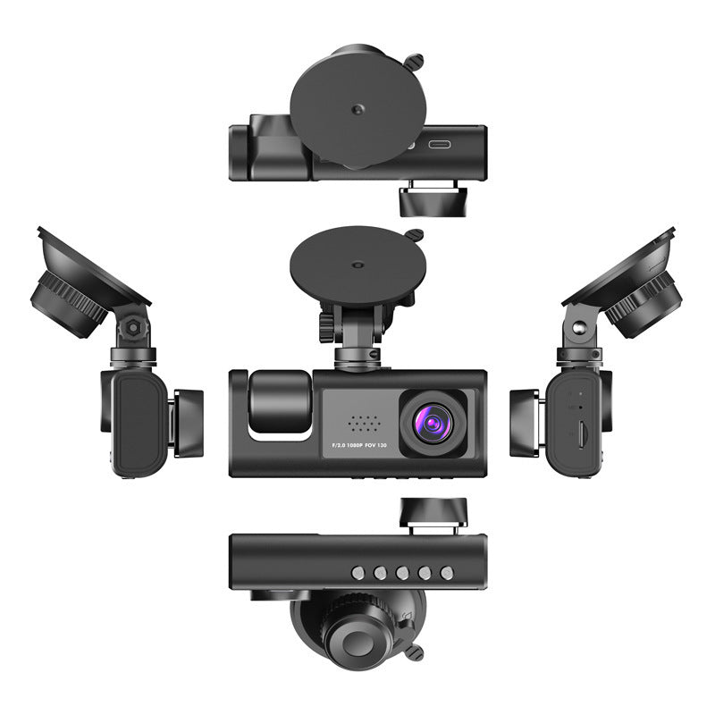 Triple Lens Dash Camera with Front Interior Rear Recording System