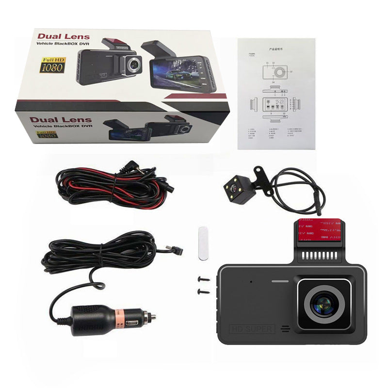 4-Inch Hidden Dual Lens Dash Camera with Night Vision Recorder