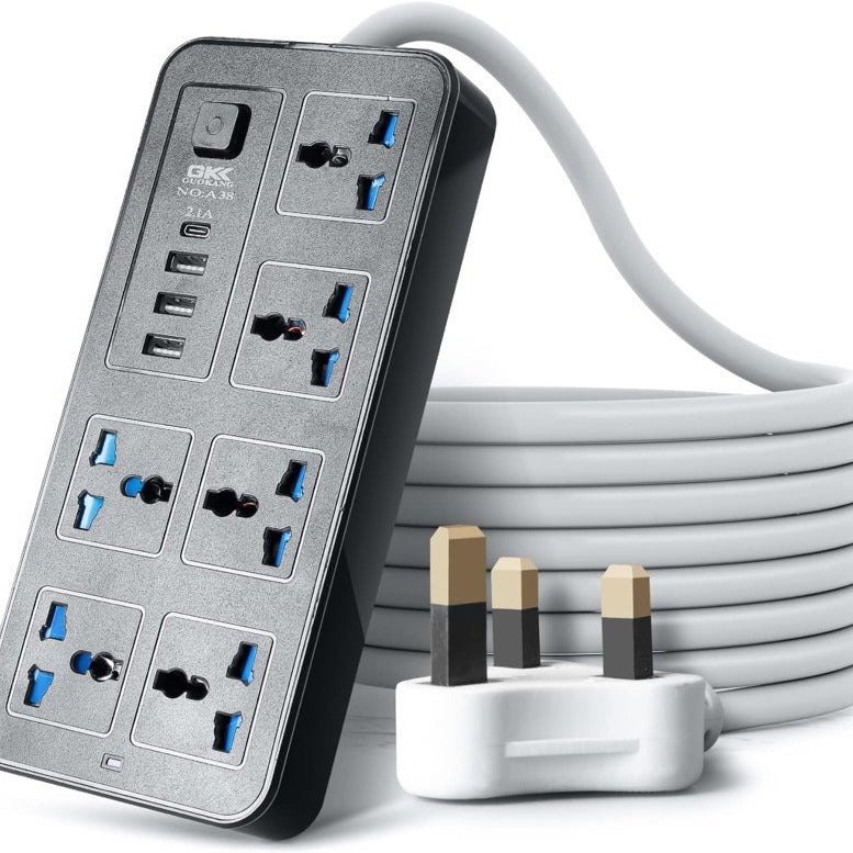 British Standard USB Power Strip with Multi-Socket Switch Panel