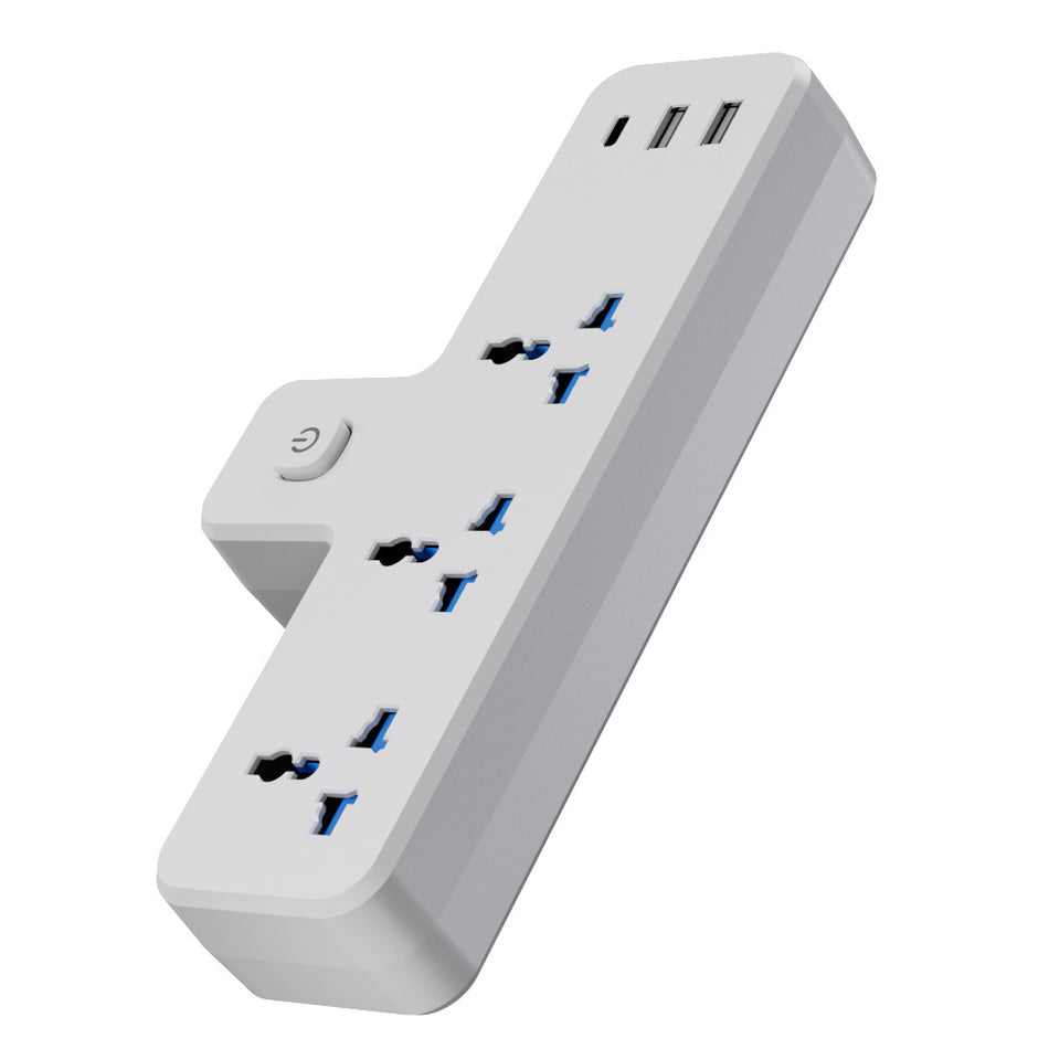 British Standard 13A Multi-Function USB Power Strip with Switch Panel