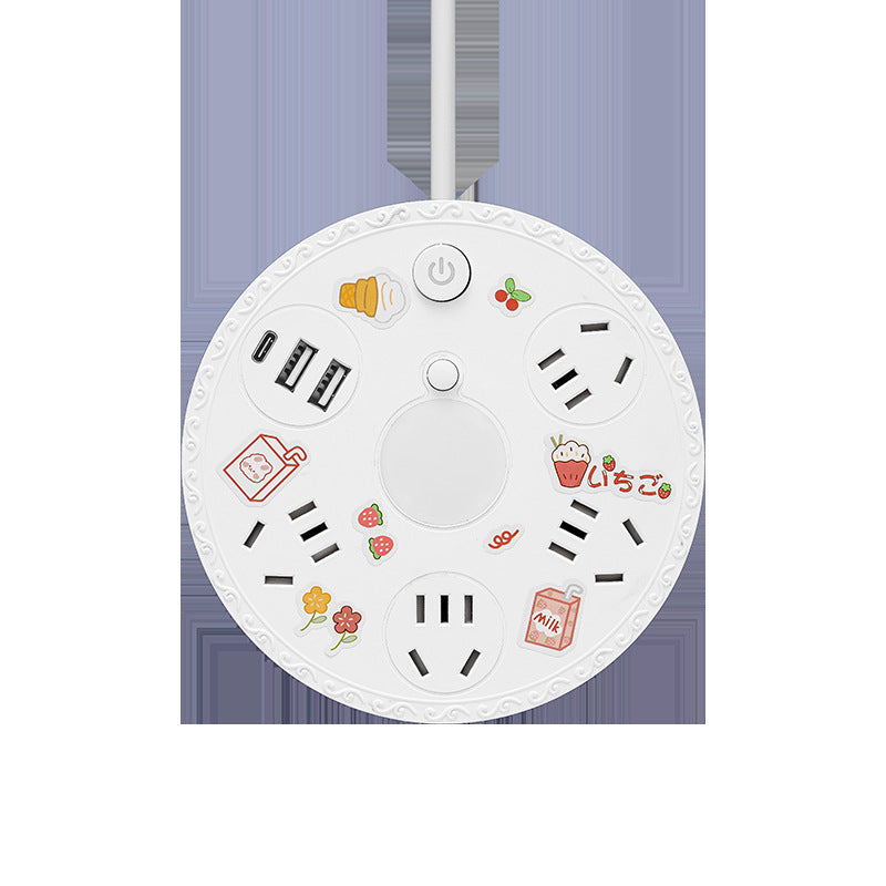 Cartoon Design Multi-Socket USB Power Strip with Long Cable