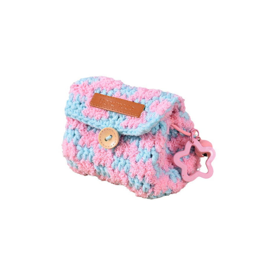 Woven Checkerboard Coin Purse & Earbud Storage Pouch