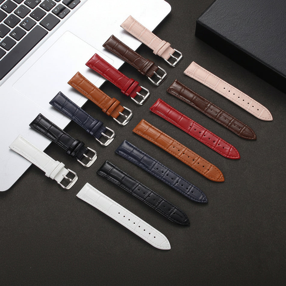 Genuine Leather Smart Watch Strap Bamboo Pattern Wristband