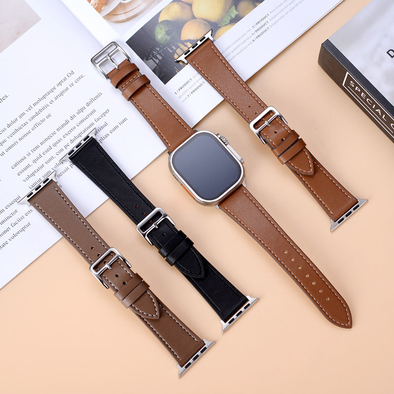 Leather Apple Watch Strap with Pin Buckle Wristband