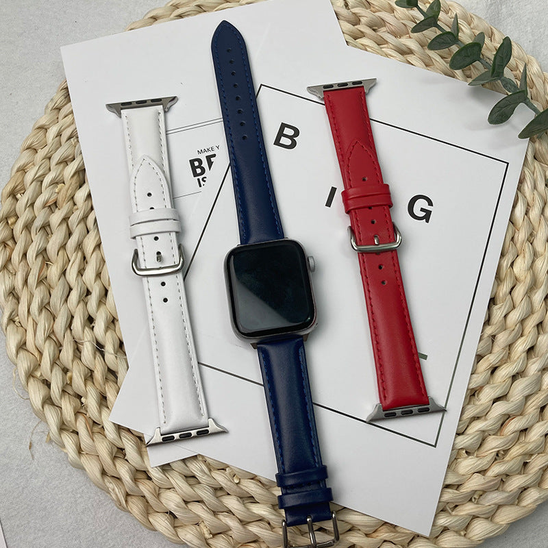 Genuine Leather Apple Watch Strap with Classic Pin Buckle