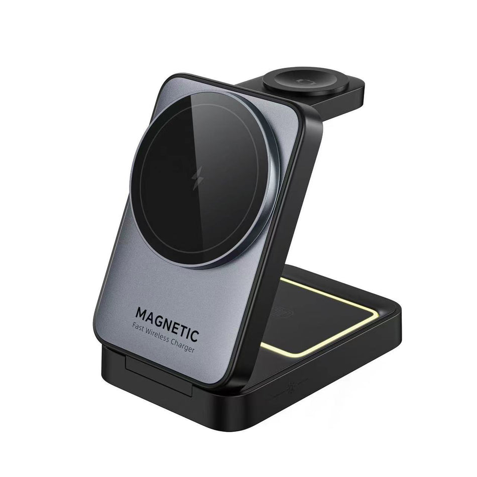 W91 Foldable Magnetic 3-in-1 Wireless Charging Stand 15W