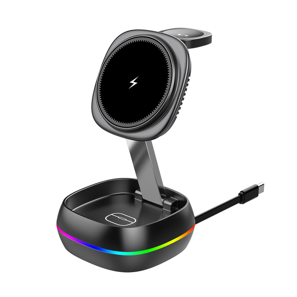 T33 3-in-1 Magnetic Wireless Charging Stand with Retractable Cable