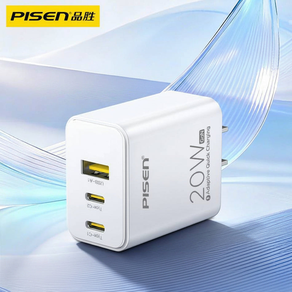 Pisen 20W Multi-Port Fast Charger PD USB Adapter for iPhone & Android