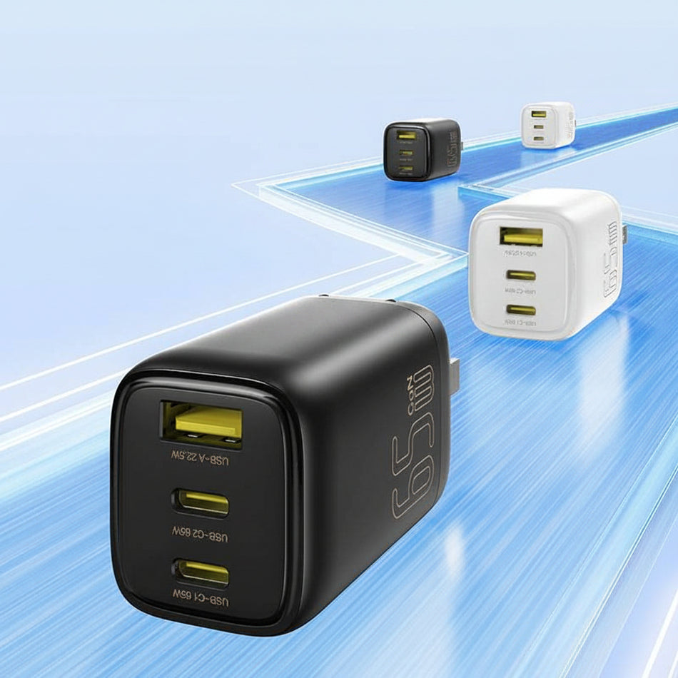 Pisen 65W GaN Fast Charger Multi-Port Type-C PD Adapter for Laptop & Phone