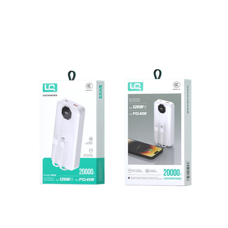 Gold Label 120W 20000mAh Super Fast Charging Power Bank with Built-in Cable & Digital Display