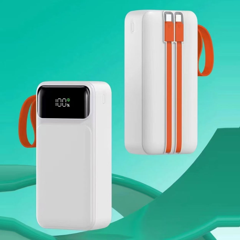 30000mAh 3C Certified Fast Charging Power Bank 66W PD27W with Built-in Cable & Digital Display