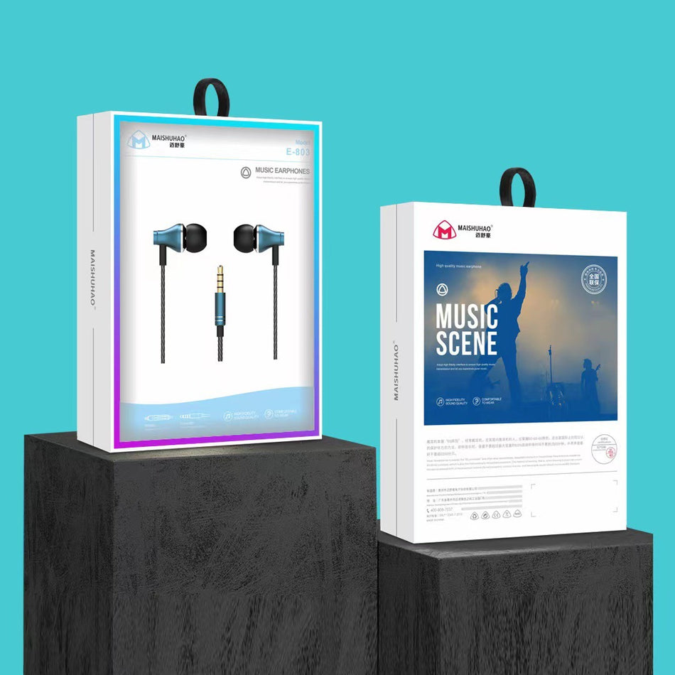 Metal Stereo Bass 3.5mm Wired In-Ear Earphones with Microphone | Universal Round Hole Headset
