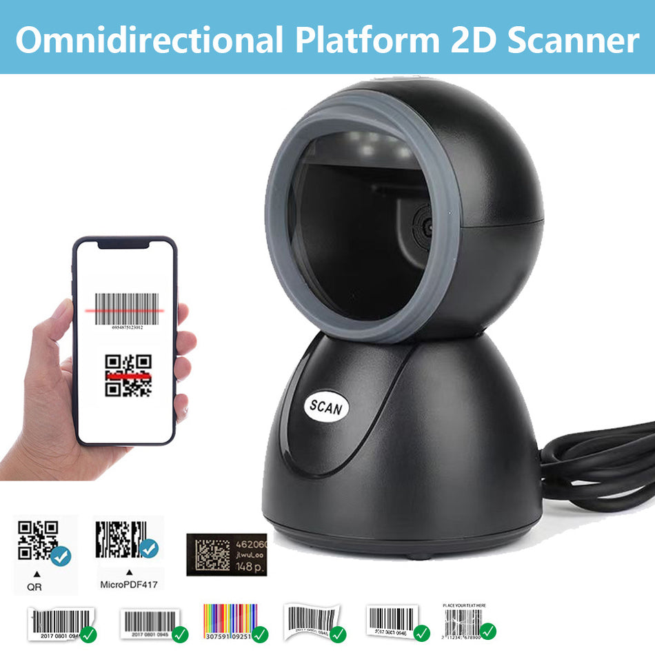 Kefar Omnidirectional 2D Barcode Scanner – Hands-Free Desktop Scanner
