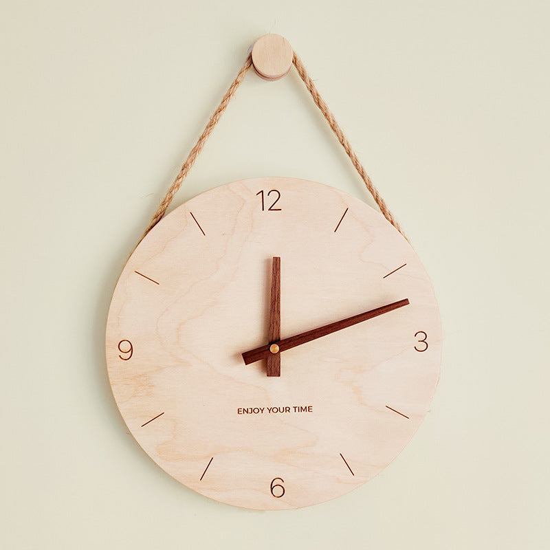 Nordic Wooden Hanging Wall Clock – Japanese Style Silent Decorative Clock