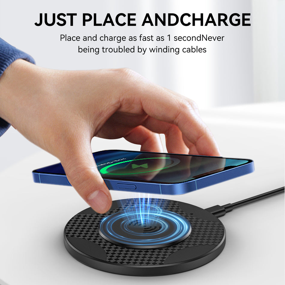 15W Fast Wireless Charger – Round Desktop Charging Pad for Apple, Huawei & Qi-Enabled Smartphones